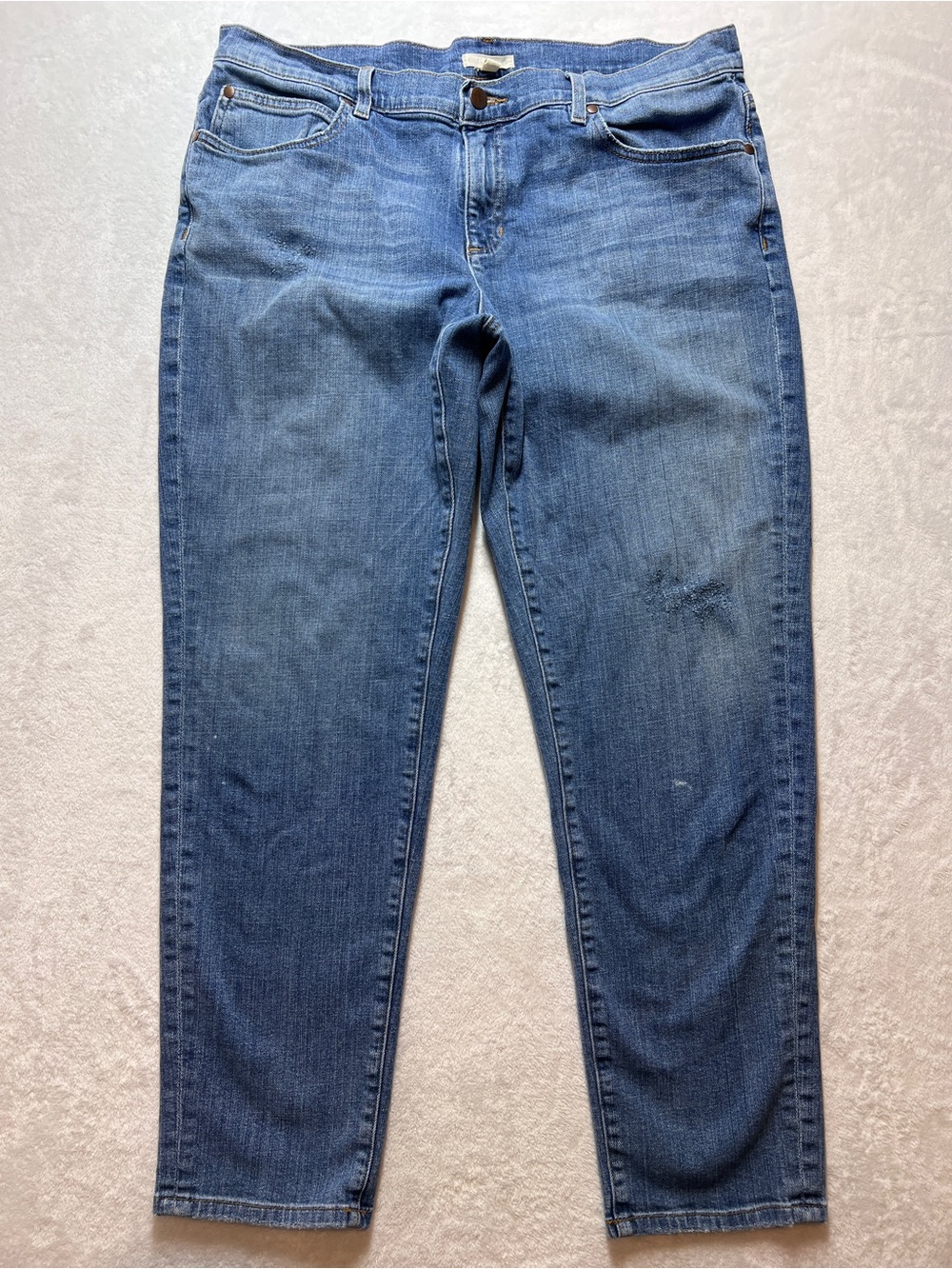 Eileen Fisher Jeans Denim Straight Leg Size 12 Preppy Organic Cotton Spandex USA